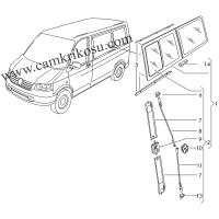 VOLKSWAGEN CARAVELE SÜRGÜLÜ CAM TAMİR SETİ (15 parça)- (OEM CODE: 7H0847781B- 7H0847788A-7H0847787A-7H0847773-7H0847790-7H0847789)